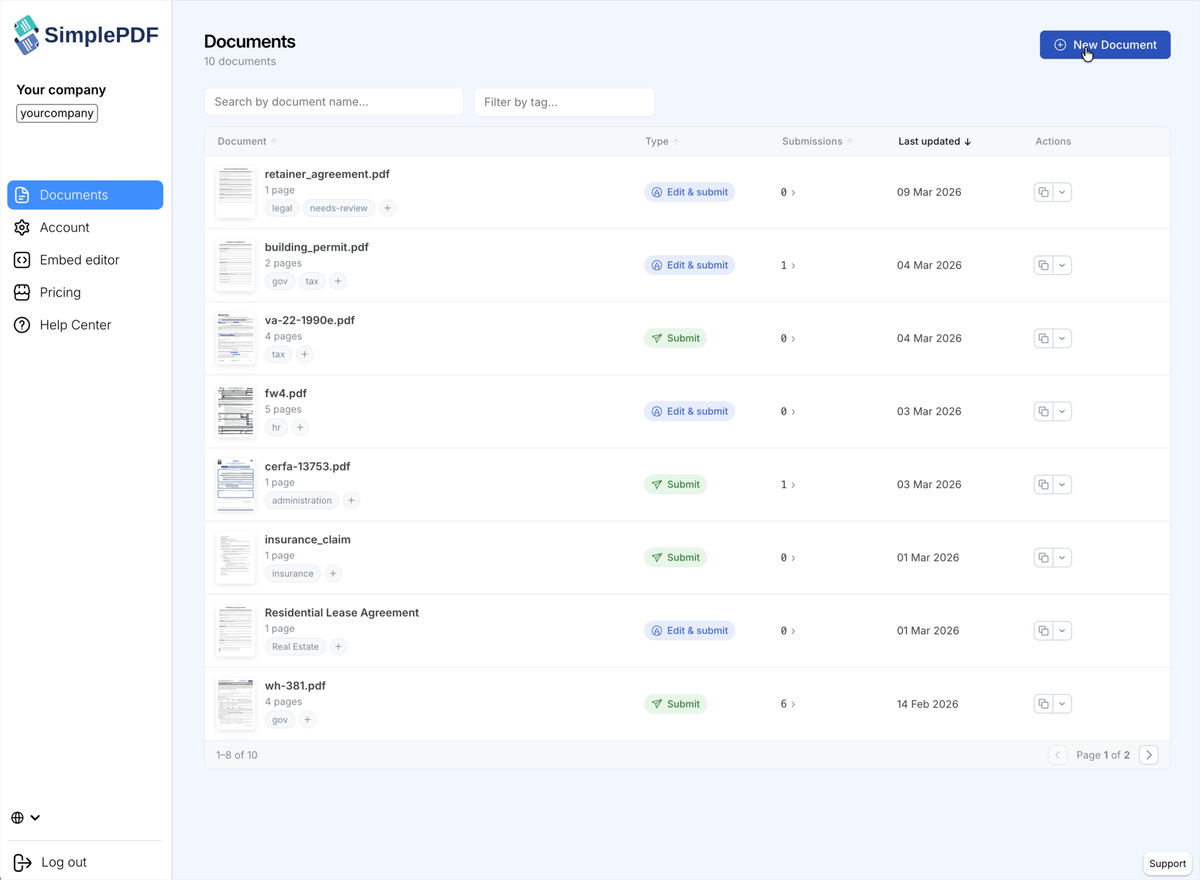 Vernieuwde documentweergave met automatische detectie van formuliervelden