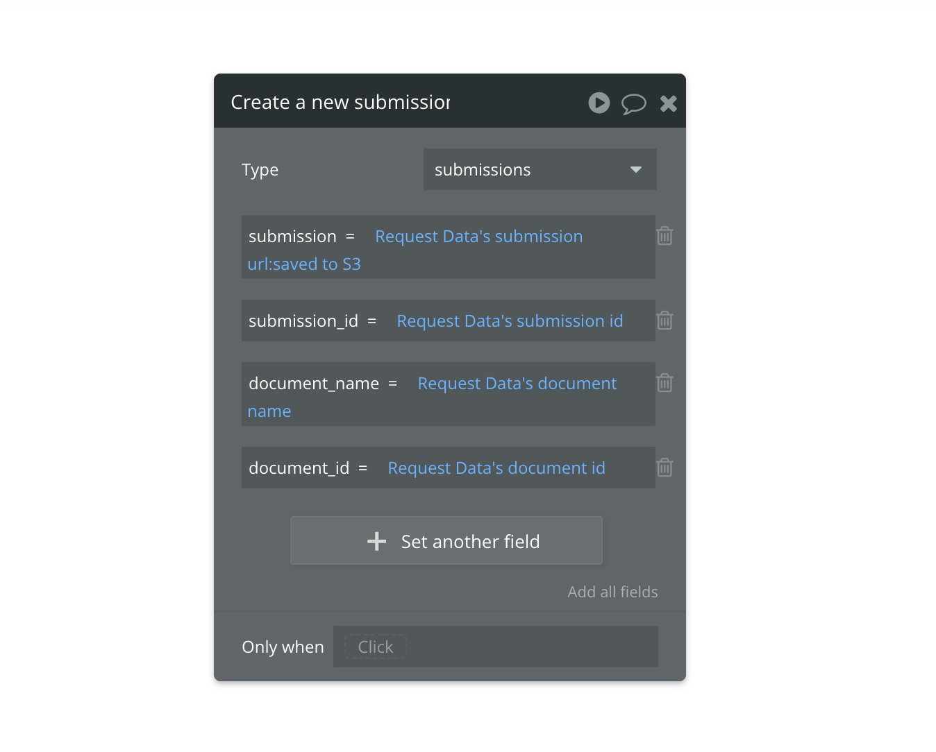 Action configuration