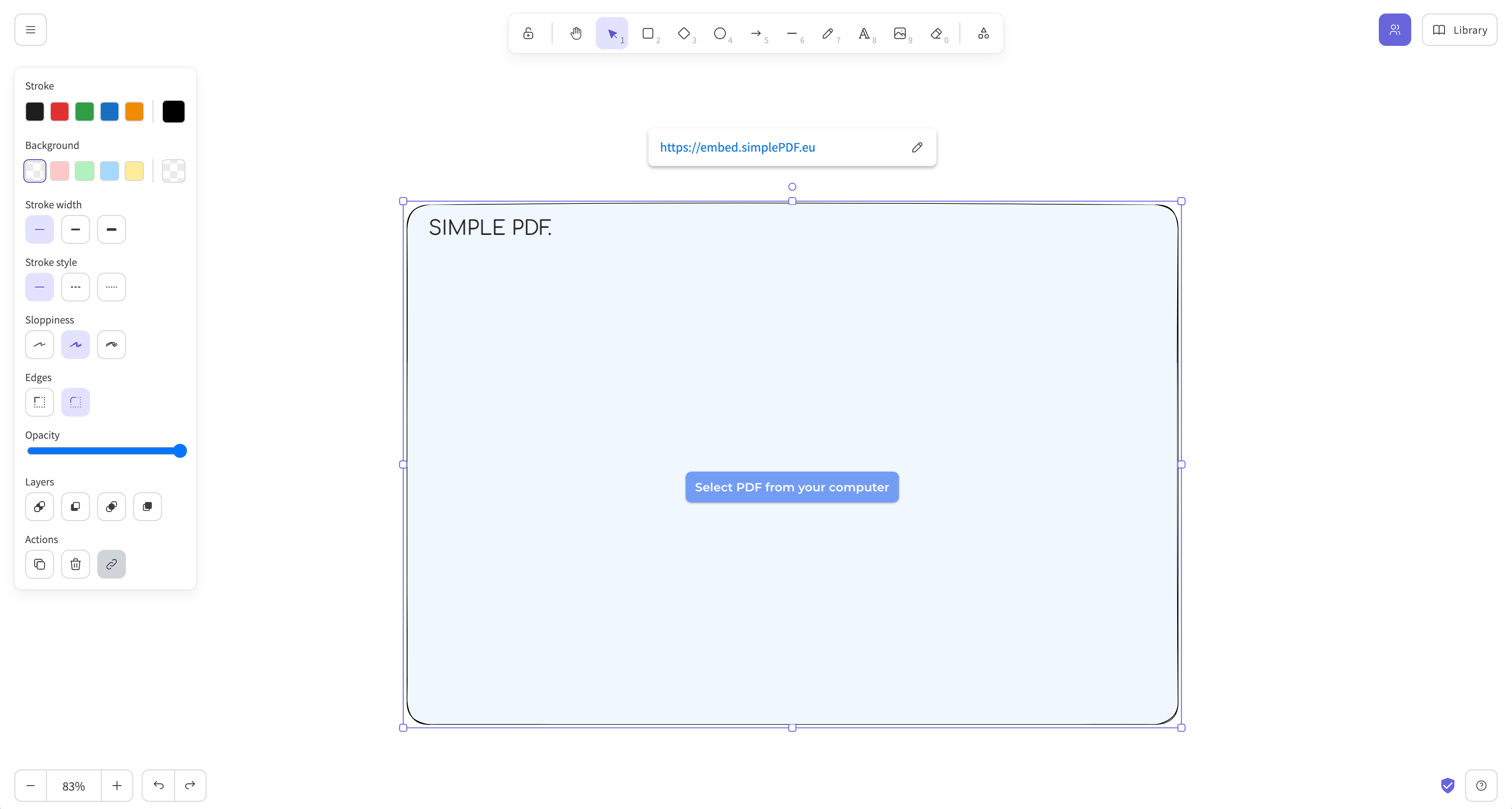 SimplePDF displayed in the Excalidraw board