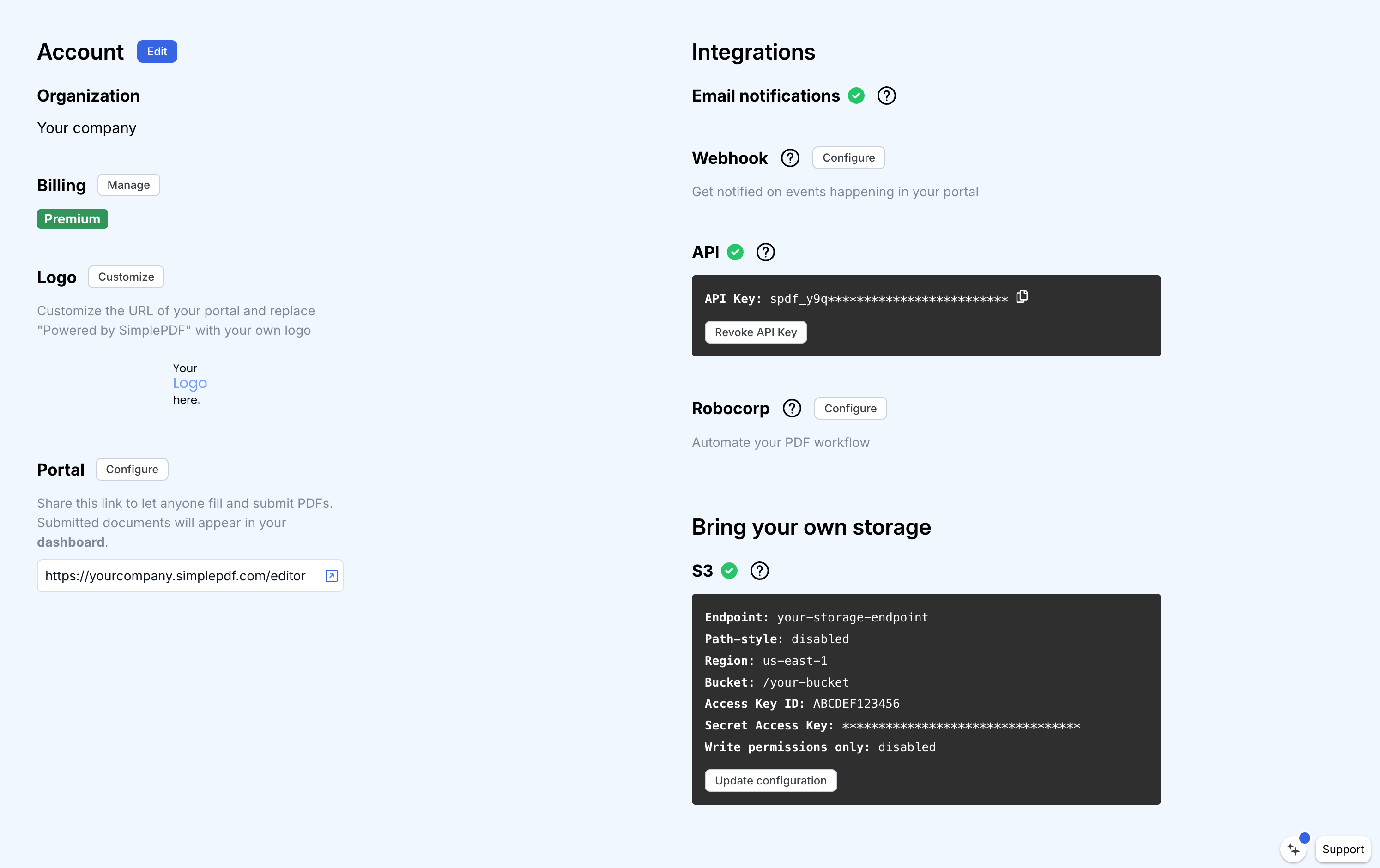 Configure webhooks in the account view