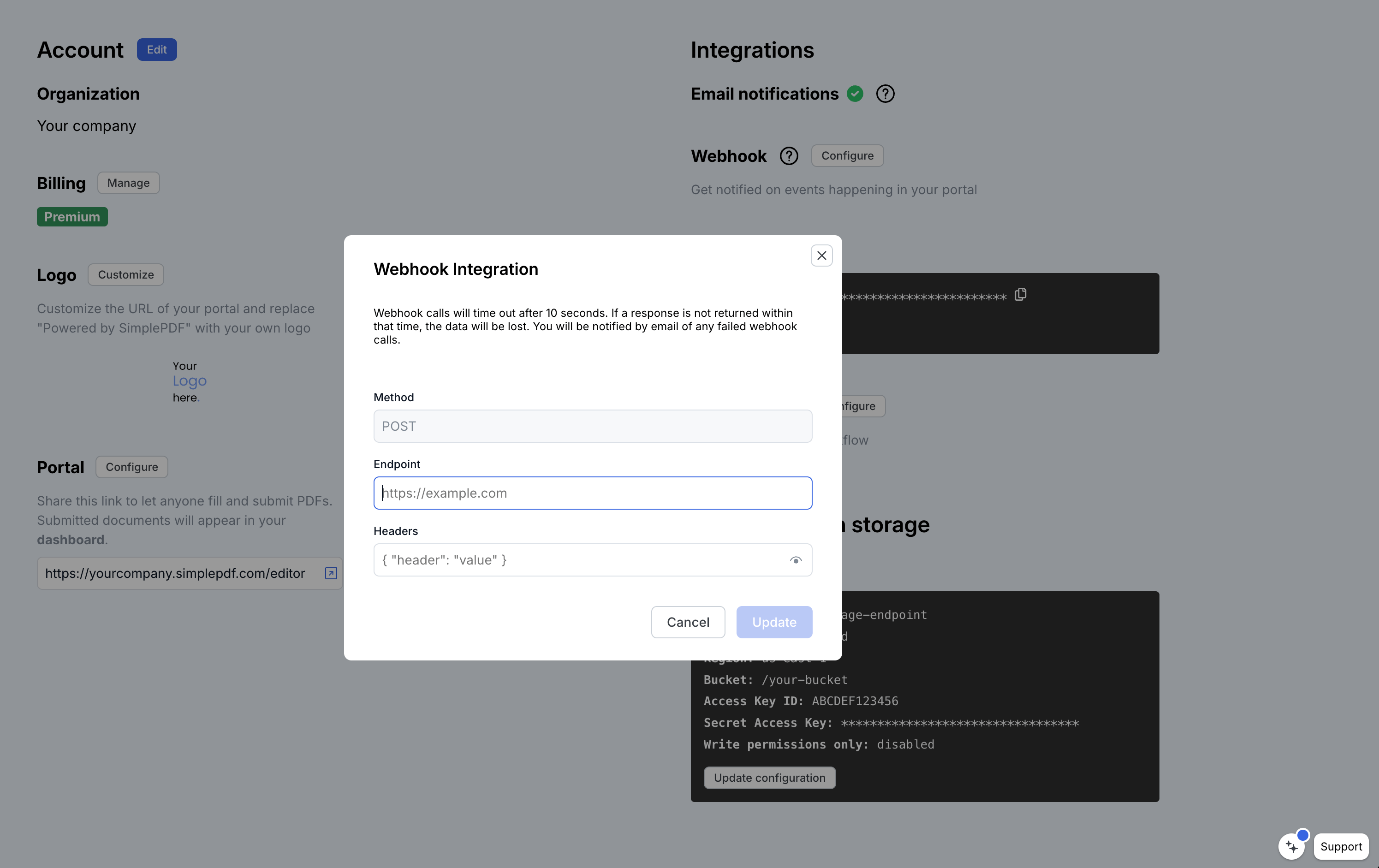 Configure webhooks: configuration details