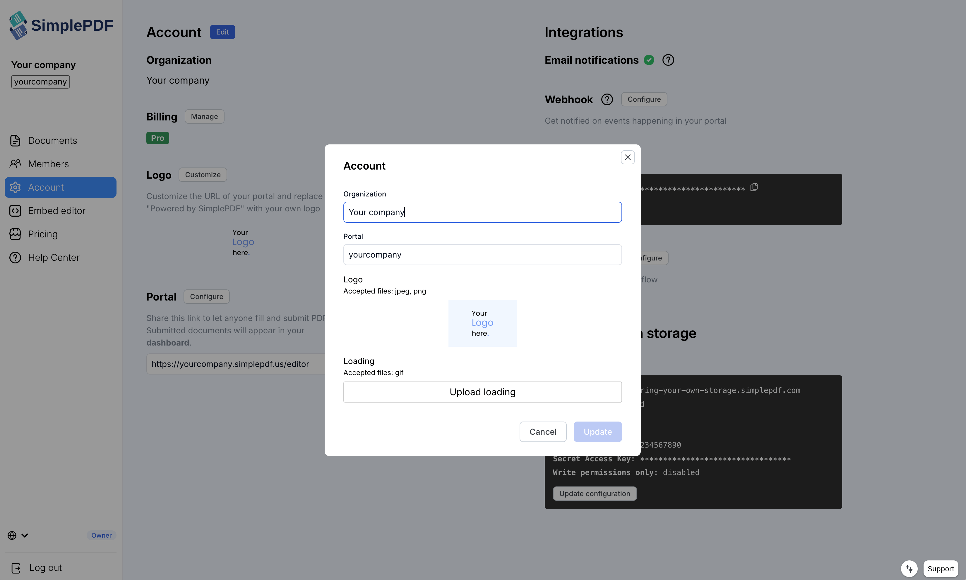 Téléchargez votre propre logo et animation de chargement